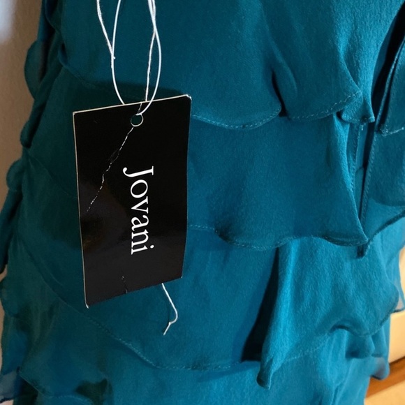 Jovani Halter Cocktail Dress Teal - Picture 5 of 5